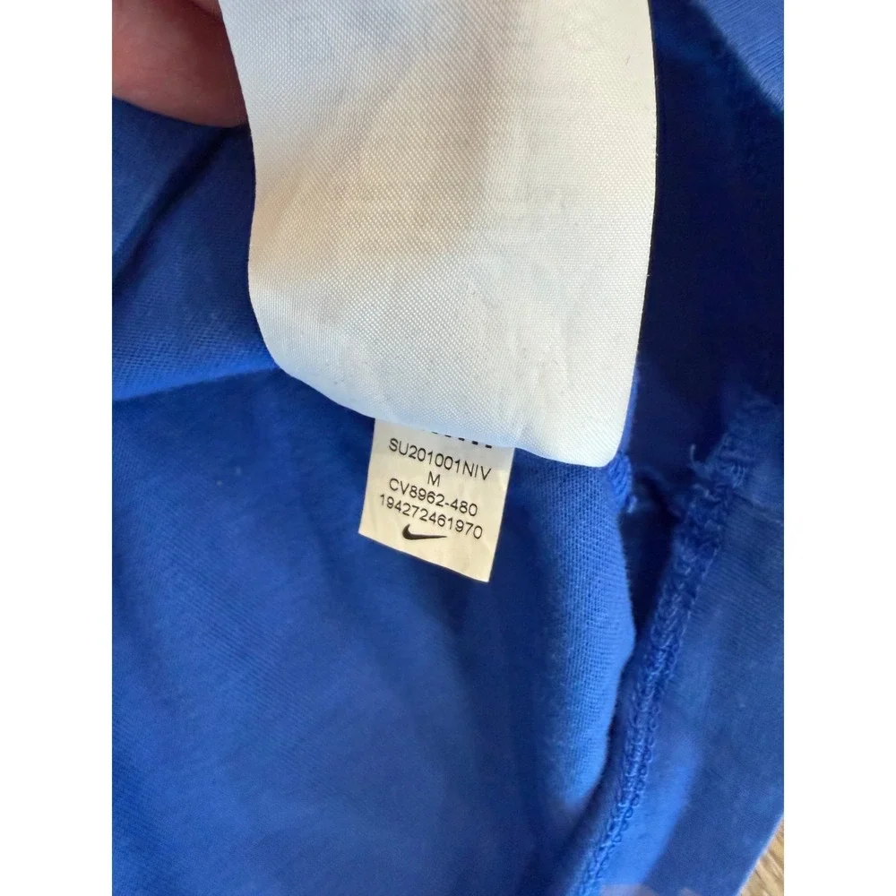 Nike Boys Blue All Over Print‎ Logo Graphic T-Shirt Medium CV8962-480 Just Do It